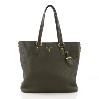 Prada Side Zip Shopper Tote Vitello Daino Large Green 3821837