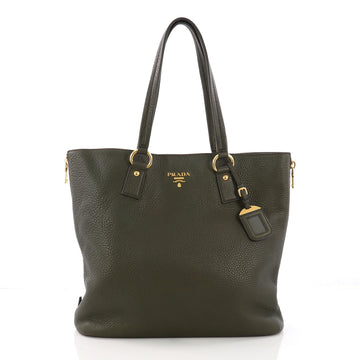 Prada Side Zip Shopper Tote Vitello Daino Large Green 3821837