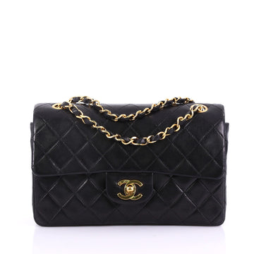 Chanel Vintage Classic Double Flap Bag Quilted Lambskin Small Black 382183
