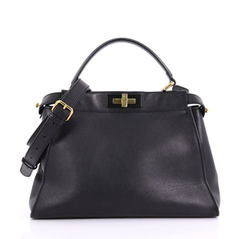 Fendi Peekaboo Handbag Leather Regular Black 3821841
