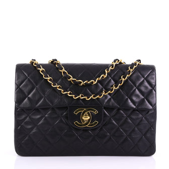 Chanel Vintage Classic Single Flap Bag Quilted Lambskin Maxi Black 3821842
