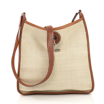 Hermes Vespa Handbag Crinoline with Leather PM Brown 3821883