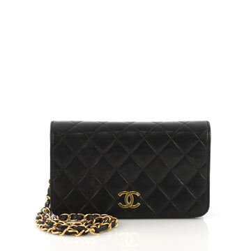Chanel Vintage 3 Way Full Flap Bag Quilted Lambskin Mini Black 3821885