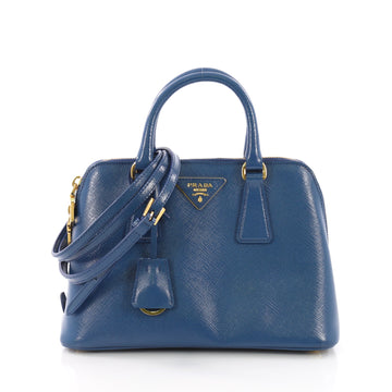 Prada Promenade Handbag Vernice Saffiano Leather Small Blue 382189