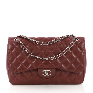  Chanel Model: Classic Double Flap Bag Quilted Caviar Jumbo Red 38233/1