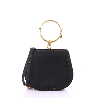 Chloe Nile Crossbody Bag Leather Medium Black 382381