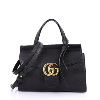 Gucci GG Marmont Top Handle Bag Leather Mini Black 382413