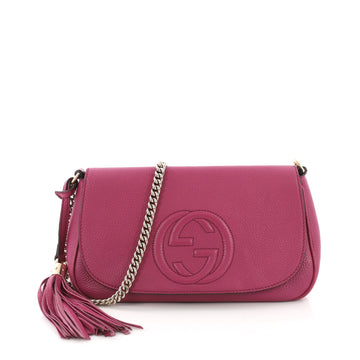 Gucci Soho Chain Crossbody Bag Leather Medium Purple 382416