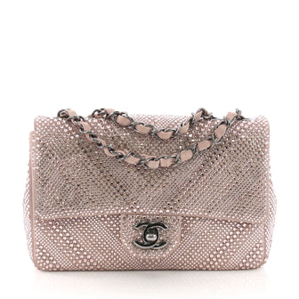 Chanel CC Flap Bag Strass Embellished Leather Small Pink 382435