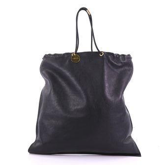 Tom Ford Drawstring Tote Bag Leather Large Black 382461