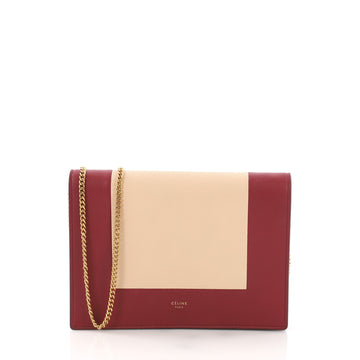 Celine Frame Evening Clutch on Chain Leather Red 382591