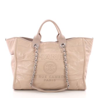 Chanel Deauville Chain Tote Glazed Calfskin Large Pink 382603