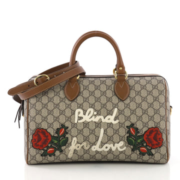 Gucci Convertible Boston Bag Embroidered GG Coated Canvas Medium