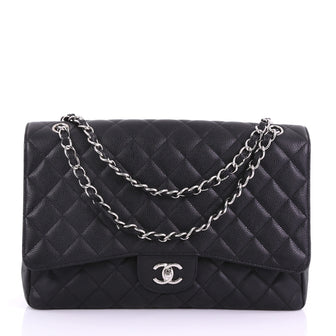 Chanel Model: Classic Single Flap Bag Quilted Caviar Jumbo Black 38268/1