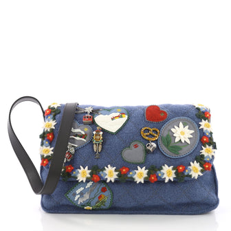 Chanel Model: Paris-Salzburg Crest Austrian Messenger Embroidered Felt Small Blue 38270/1