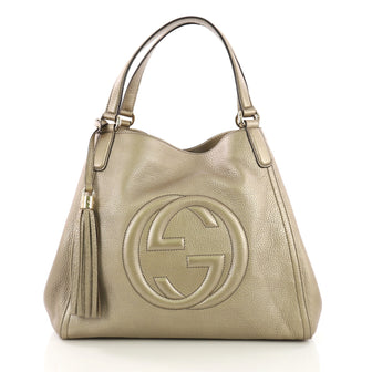  Gucci Soho Shoulder Bag Leather Medium  Gold 38281/6