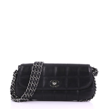 Chanel Multichain Chocolate Bar Flap Bag Quilted Leather Black 382817
