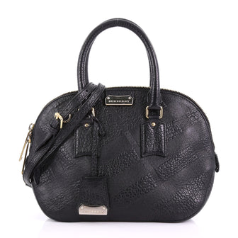 Burberry Orchard Bag Check Embossed Leather Small Black 382881