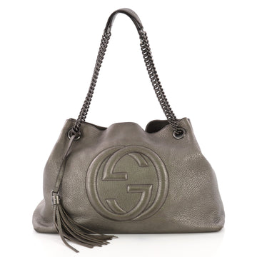 Gucci Model: Soho Chain Strap Shoulder Bag Leather Medium Gray 38294/1