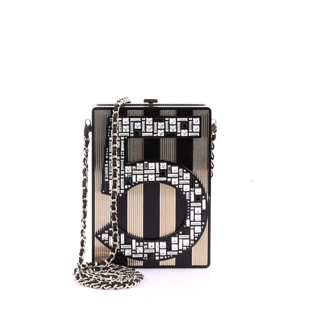 Chanel No. 5 Minaudiere Embellished Plexiglass Black 382991