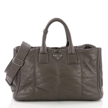 Prada Convertible Bomber Tote Nappa Leather Large Gray 3831126