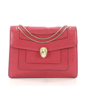 Bvlgari Serpenti Forever Square Shoulder Bag Leather Medium Pink 383341