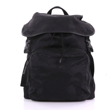 Valentino Top Flap Backpack Camo Nylon Large Black 383401
