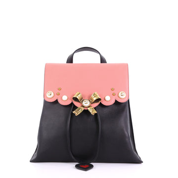 Gucci Pearly Peony Backpack Leather Medium Black 383511