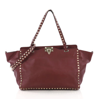 Valentino Rockstud Tote Soft Leather Medium Purple 383532