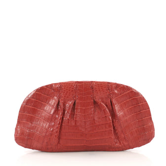 Nancy Gonzalez Clutch Pleated Crocodile Long Red 383651