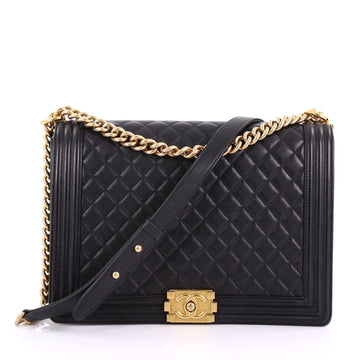 Chanel Boy Flap Bag Quilted Calfskin Large Black 383731