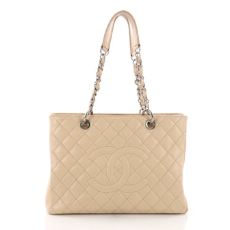 Chanel Grand Shopping Tote Quilted Caviar Neutral 383774