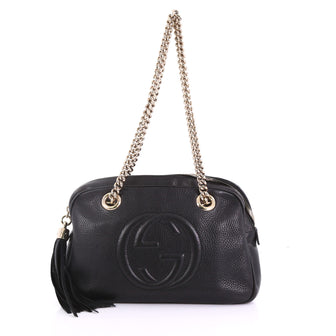 Gucci Soho Chain Zipped Shoulder Bag Leather Small Black 383801