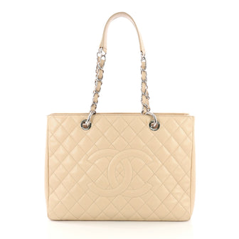 Chanel Grand Shopping Tote Quilted Caviar Neutral 383851
