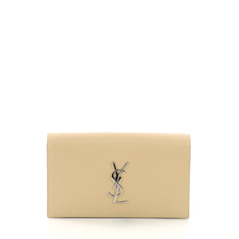 Saint Laurent Classic Monogram Clutch Leather Neutral 383951