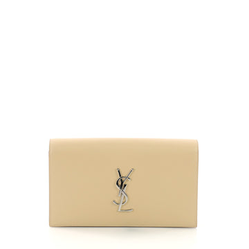 Saint Laurent Classic Monogram Clutch Leather Neutral 383951