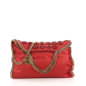 Stella McCartney Falabella Fold Over Bag Embellished Red 384002