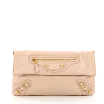 Balenciaga Envelope Strap Clutch Giant Studs Leather Pink 384013