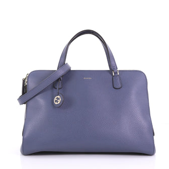 Gucci Lady Dollar Handle Bag Leather Medium Blue 384122