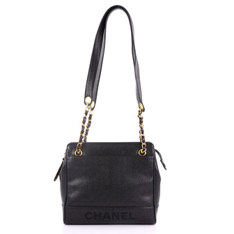 Chanel Vintage Zipped Chain Tote Caviar Medium Black 3841823