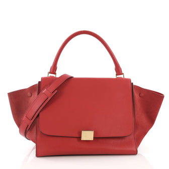 Celine Trapeze Handbag Leather Medium Red 3841840