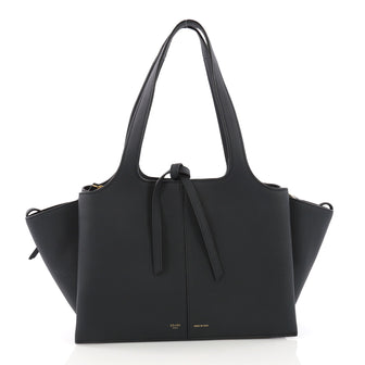 Celine Tri-Fold Shoulder Bag Grained Calfskin Small Blue 384371