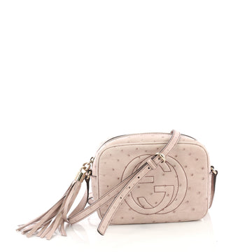 Gucci Soho Disco Crossbody Bag Ostrich Small Pink 3843815