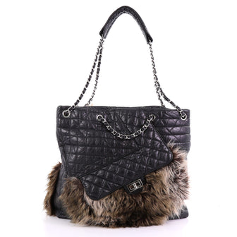 Chanel Model: Karl's Fantasy Cabas Tote Fur and Quilted Leather Black 38440/104