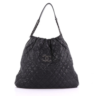 Chanel CC Elastic Shoulder Bag Quilted Caviar Large Black 38440107