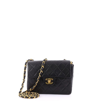 Chanel Model: Vintage Square Classic Single Flap Bag Quilted Lambskin Mini Black 38440/120