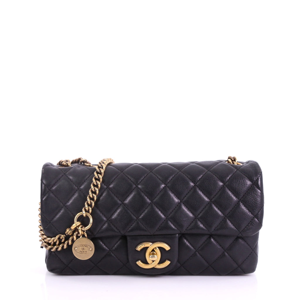 Buy Chanel CC Crown Flap Bag Quilted Leather Small Black 38440126