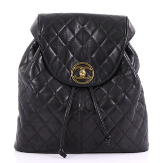 Chanel Vintage Backpack Quilted Lambskin Large Black 38440130