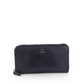 Chanel Model: Zip Around Wallet Lizard Long  Blue 38440/138