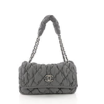  Chanel Model: Bubble Flap Bag Quilted Nylon Medium Gray 38440/146